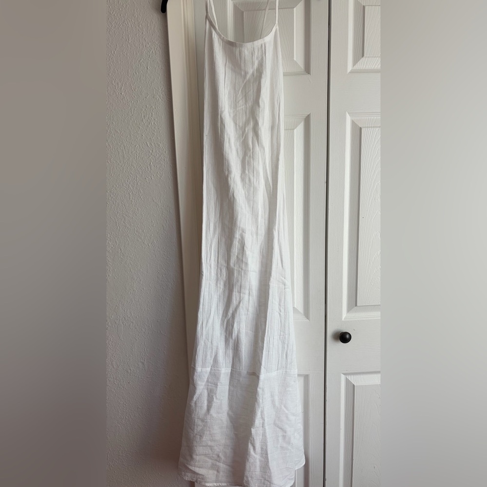 Vitamin A Mari Maxi Dress White Crinkle Linen Cotton Swim Coverup Dress - Picture 11 of 11
